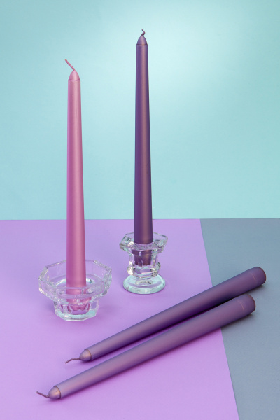 Набор интерьерных свечей  "Лавандовое поле", 4шт, форма конус, выс 25 см. (н-р №13)