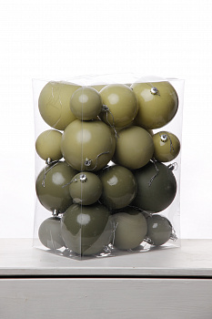 Набор шаров 6, 8, 10 см, пластик, матовый/глянцевый цвет 98/99/100/101, 24шт в ПВХ, РШ