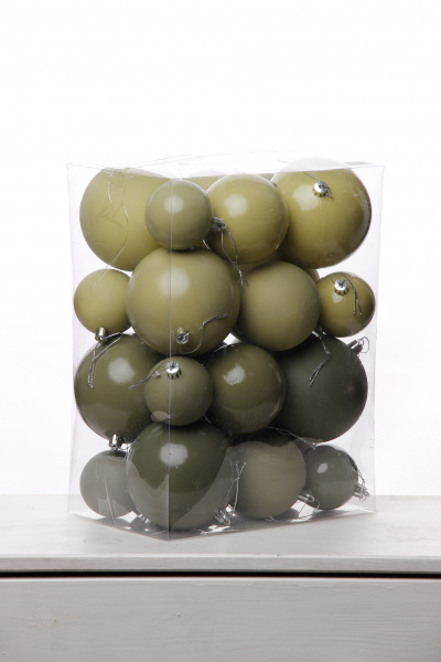 Набор шаров 6, 8, 10 см, пластик, матовый/глянцевый цвет 98/99/100/101, 24шт в ПВХ, РШ