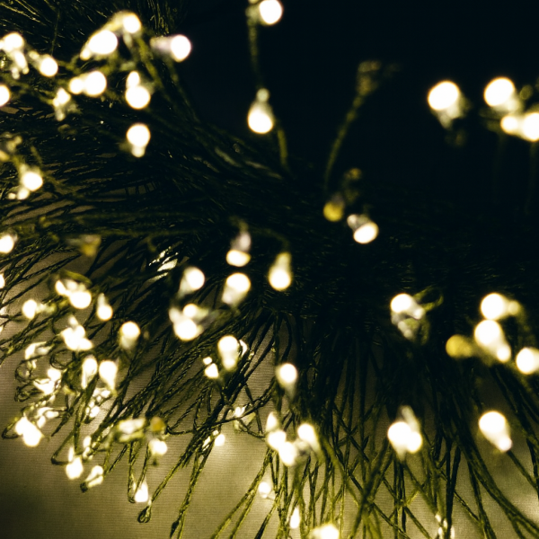 Гирлянда МИШУРА провод зеленый 30м, 1000 LED тепло-белый