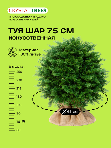 Искусственная туя шаровидная 65 см