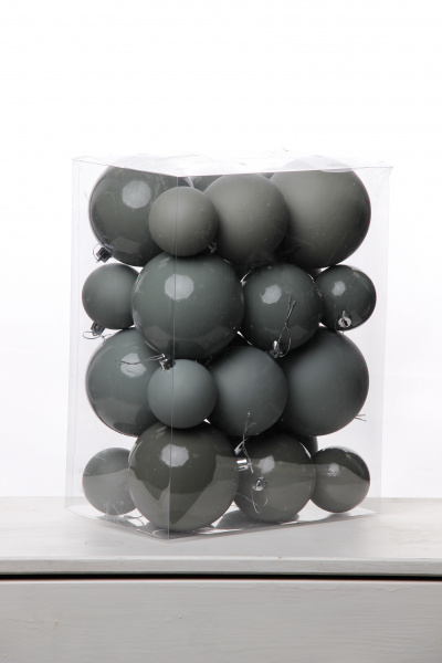 Набор шаров 6, 8, 10 см, пластик, матовый/глянцевый цвет 170/171/172/173, 24шт в ПВХ, РШ