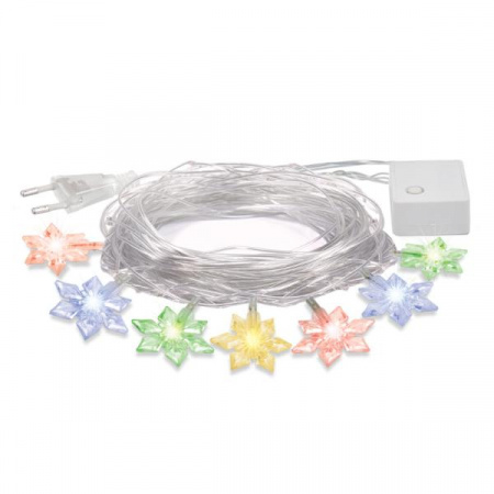 Электрогирлянда "Цветочки" 80 разноцветных LED ламп, контроллер 8 режимов, прозрачный провод, 10 м, 220 v /20