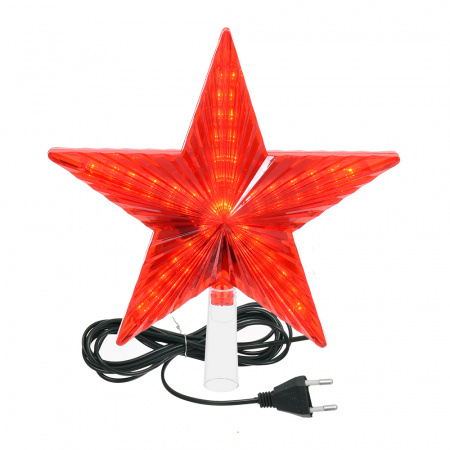Верхушка на елку "Звезда" красная 30 красных мигающих led, зеленый провод 3м,  20*20 см, 220 v /20