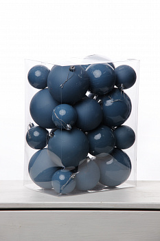 Набор шаров 6, 8, 10 см, пластик, матовый/глянцевый цвет 190/191/192/193, 24шт в ПВХ, РШ