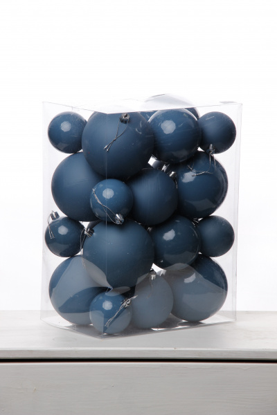 Набор шаров 6, 8, 10 см, пластик, матовый/глянцевый цвет 190/191/192/193, 24шт в ПВХ, РШ