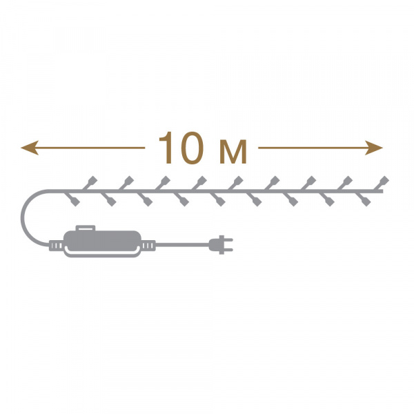 Электрогирлянда "Нить" 100  разноцветных ламп "рис", контроллер 8 режимов, зеленый провод, 10 м, 220 v /50