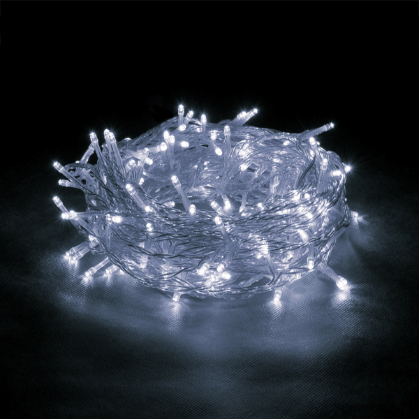 24V Электрогирлянда-конструктор "Бахрома" 64 холодных LED ламп, 12 нитей, прозрачный провод, 2*1 м /32/4
