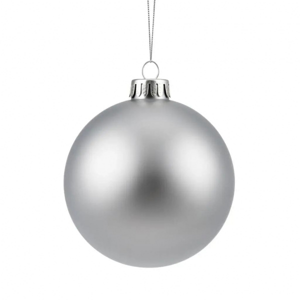 н.г.шар пластик мат.d=8см 6шт в пакете серебр.