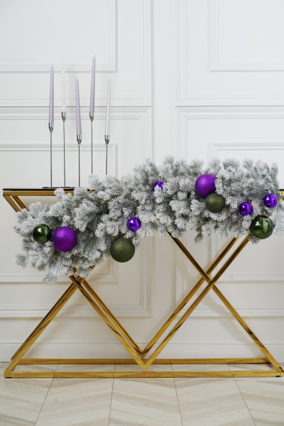 Гирлянда хвойная МЕТЕЛИЦА в снегу h100см