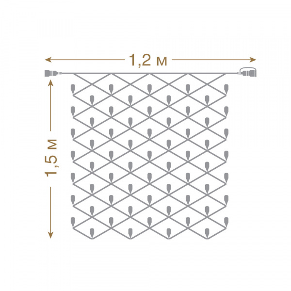 24V Электрогирлянда-конструктор "Сеть" 144 красных LED ламп, прозрачный провод, 1,2*1,5 м /32/4