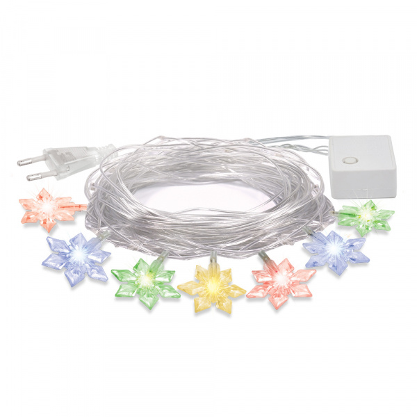 Электрогирлянда "Цветочки" 80 разноцветных LED ламп, контроллер 8 режимов, прозрачный провод, 10 м, 220 v /20