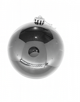 Шар новогодний глянцевый, пластик, 15см, стальной