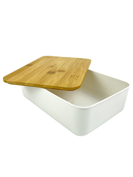 Контейнер для хранения пластиковый с крышкой 26*18*8, материал:PP+bamboo lid цвет: белый (6345)
