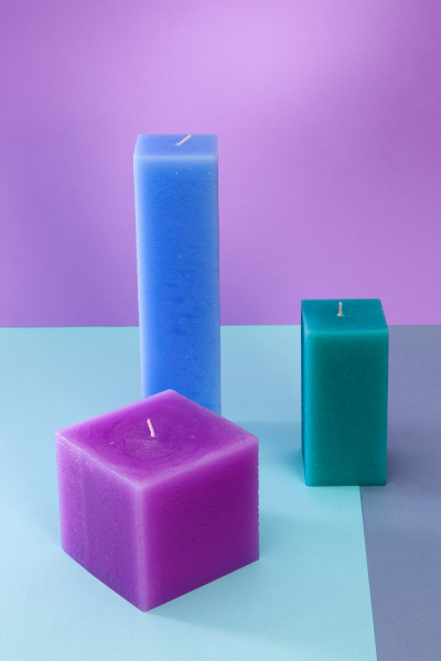 Свечи КАЛЕЙДОСКОП формы брус 2шт и куб 1шт (уп.3шт) №26