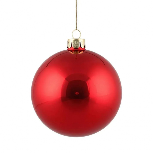 н.г.шар пластик блест.d=6см  6шт в пакете красный