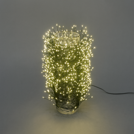 Гирлянда МИШУРА провод зеленый 30м, 1000 LED тепло-белый