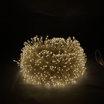 Гирлянда МИШУРА провод белый 30м, 1000 LED тепло-белый