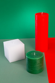 Свечи РОЖДЕСТВЕНСКАЯ ИСТОРИЯ форма цилиндр и куб (уп.3шт) №24