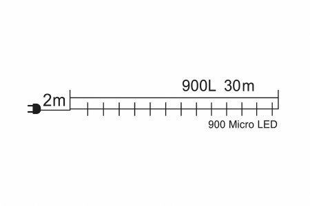 Гирлянда МИШУРА провод белый 30м, 1000 LED -желтый+1 флеш