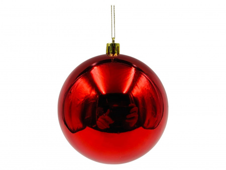 Шар новогодний глянцевый пластик красный