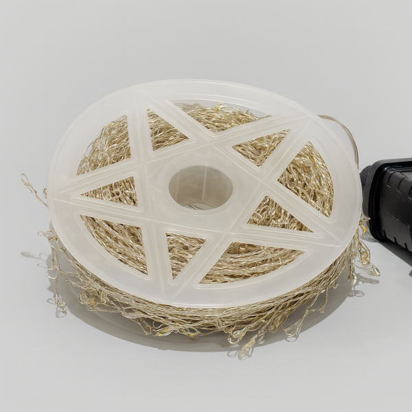 Гирлянда МИШУРА провод белый 50м, 1500 LED тепло-желтый +1флеш син