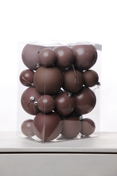 Набор шаров 6, 8, 10 см, пластик, матовый/глянцевый цвет 154/155/156/157, 24шт в ПВХ, РШ