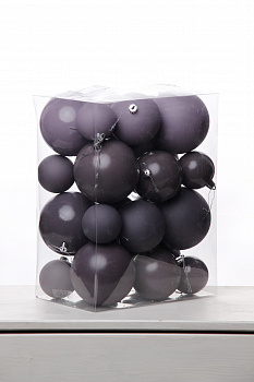 Набор шаров 6, 8, 10 см, пластик, матовый/глянцевый цвет 247/248/249/250, 24шт в ПВХ, РШ